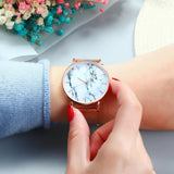 Luxury Mesh Band Marble Watch For Women - luxury-watch-resell