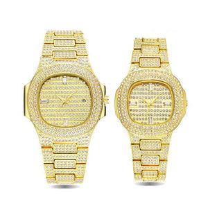 18K Gold Full Dimaond Couple Watch - luxury-watch-resell
