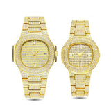 18K Gold Full Dimaond Couple Watch - luxury-watch-resell